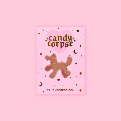 Ultra cute poodle enamel pin with screen printed details